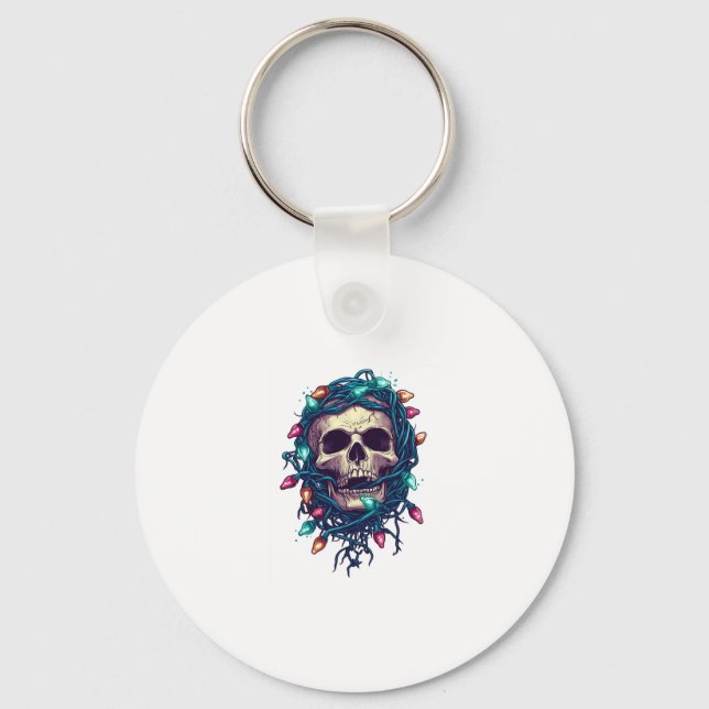 Tangled Skullmas � Funny Julafton Skeleton Nyckelring (Framsida)