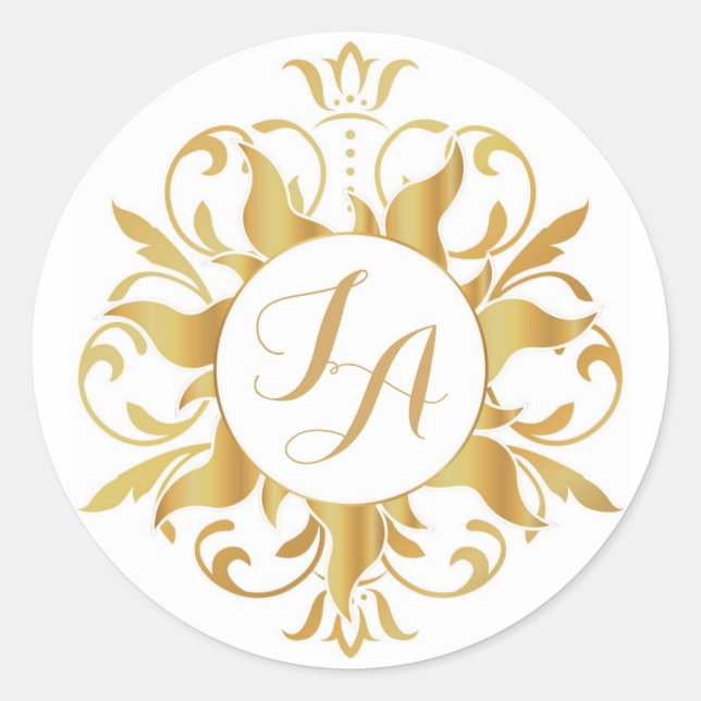 Tangled Sol Monogram Sticker Runt Klistermärke (Framsida)