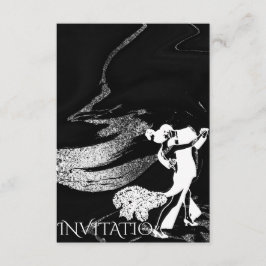 Tango Dance Art nouveau Black Marble Inbjudningar
