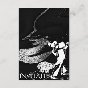 Tango Dance Art nouveau Black Marble Inbjudningar