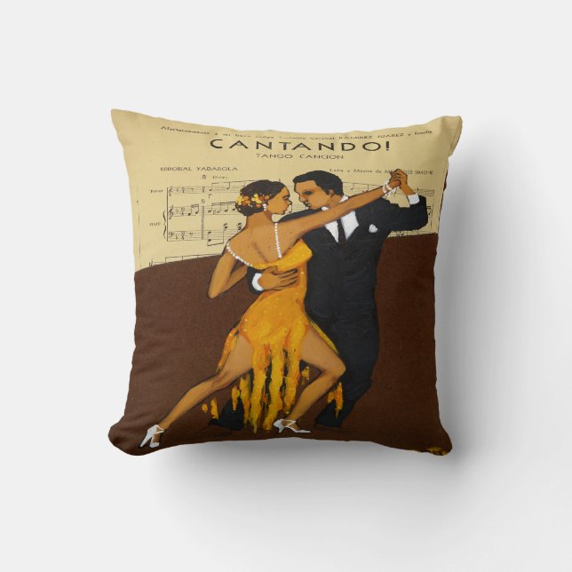 Tango Dance Couple Vintage affisch Skriv ut Kudde (Framsida)