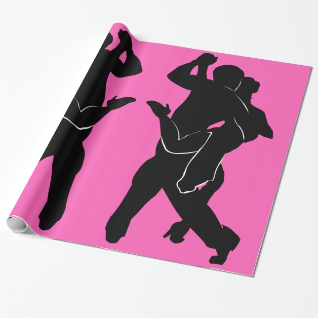 Tango Dancer Rosa Wrapping Pappert Välj Färg Presentpapper (Utrullad)