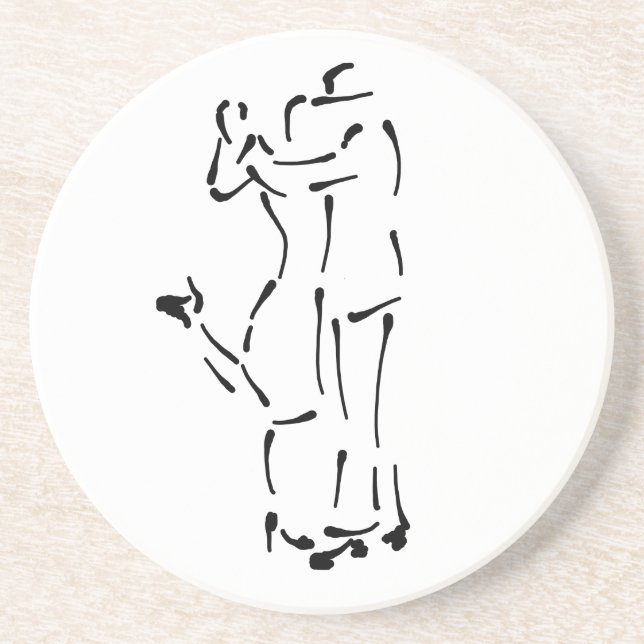 Tango Dancers Bläck-penseldesign Underlägg (Framsidan)