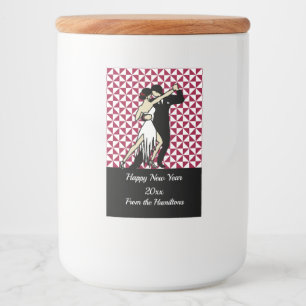 Tango Dancers på Burgundy Geometric Background Mat Etikett