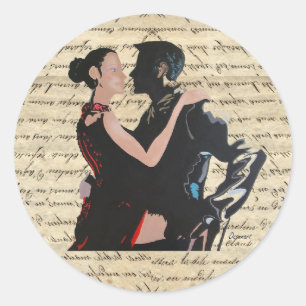 Tango dancers runt klistermärke