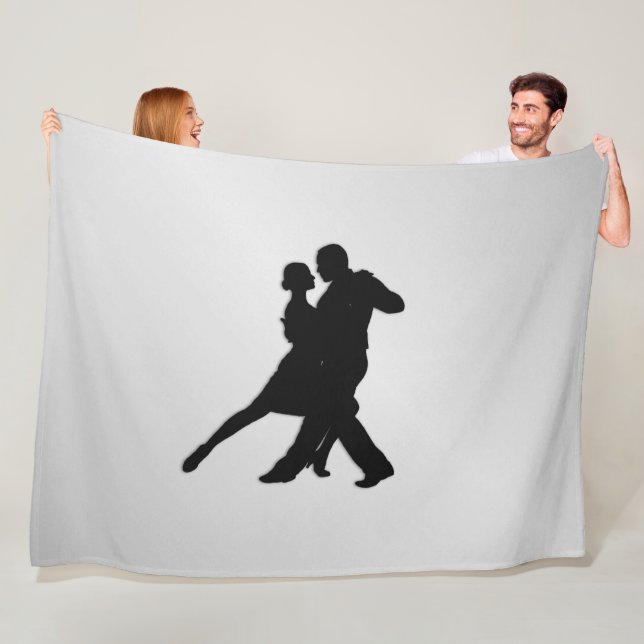 Tango Dancers Silhouette 2 Silver Fleecefilt (På plats)