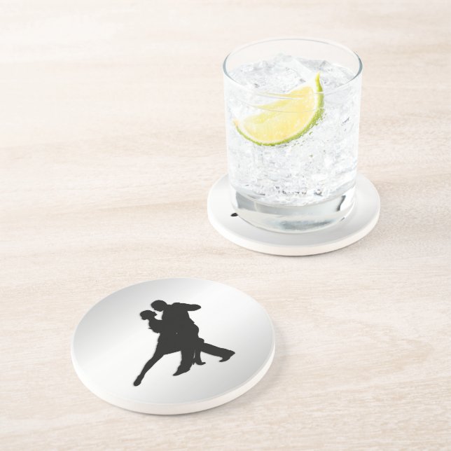 Tango Dancers Silhouette 2 Silver Underlägg (Sidan)