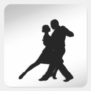 Tango Dancers Silhouette Fyrkantigt Klistermärke