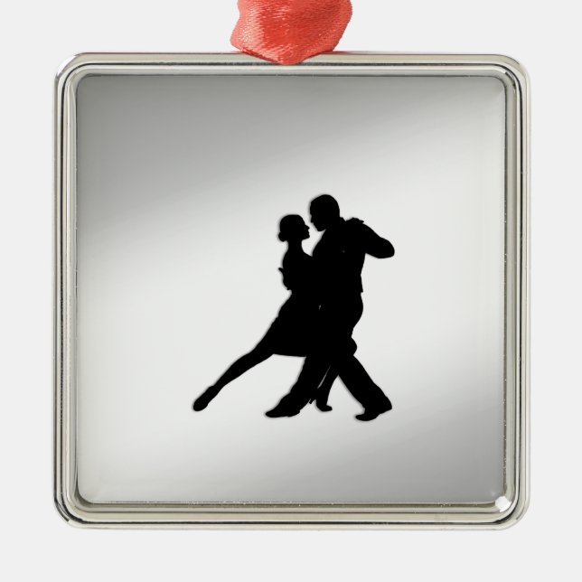 Tango Dancers Silhouette Julgransprydnad Metall (Framsidan)