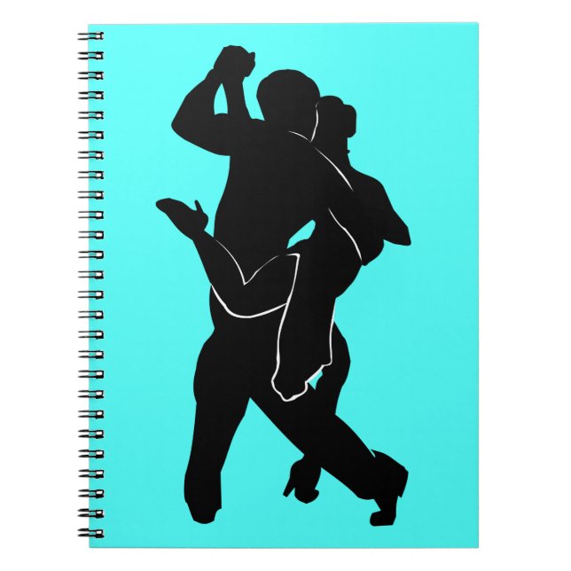Tango Dancers Teal Notebook Anteckningsbok (Framsidan)