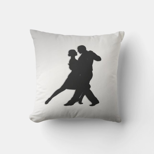 Tango-dansare Silhuett 2 Silver Kudde (Framsida)