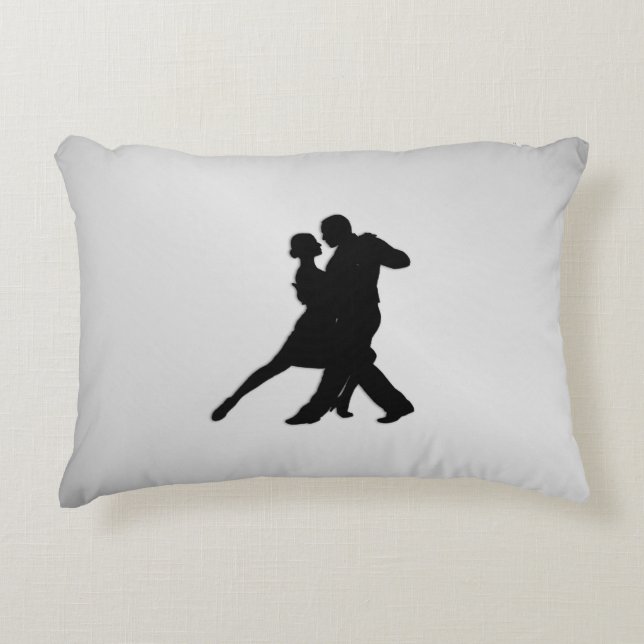 Tango-dansare Silhuett 2 Silver Prydnadskudde (Framsidan)