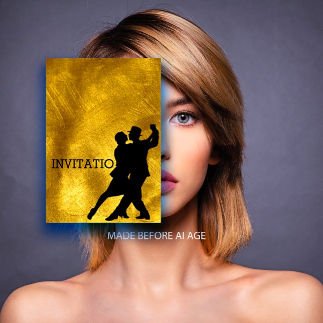 Tango Flamenco Latin Dance Golden Foil Inbjudningar (Tango Flamenco Latin Dance Golden Foil Invitation)