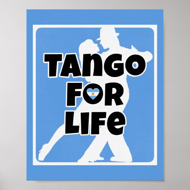 Tango for Life Blue Argentina Heart Couple Poster (Framsidan)