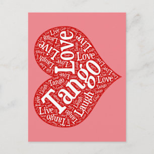 Tango Kärlek Live and Laugh Red Heart Ord Art Vykort
