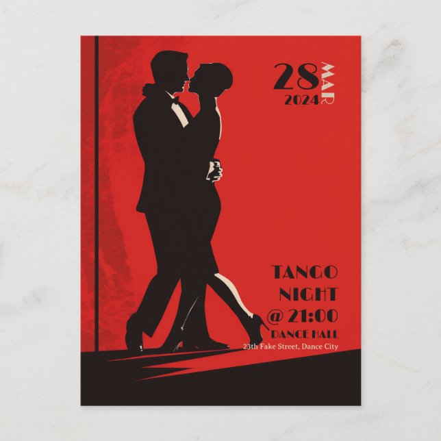 Tango-nattinbjudan Vykort (Framsida)
