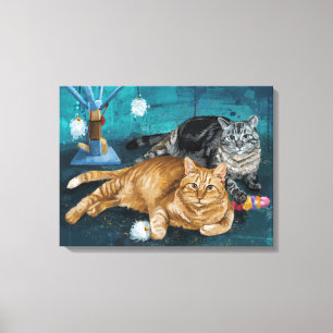 Tango och Vangogh Cats Porträtt Canvastryck