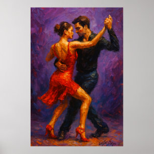 Tango Passion Röd Klänning Dans Poster