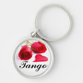 Tango rosa rund silverfärgad nyckelring