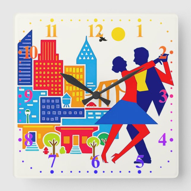 Tango Wall Clock Fyrkantig Klocka (Framsida)