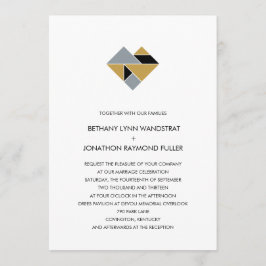 Tangram Heart Bröllbjudan Black Guld Silver Inbjudningar
