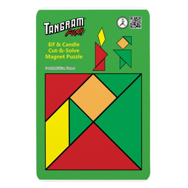 Tangram jul Elf Magnet - Elf med ljus (Vertikal)