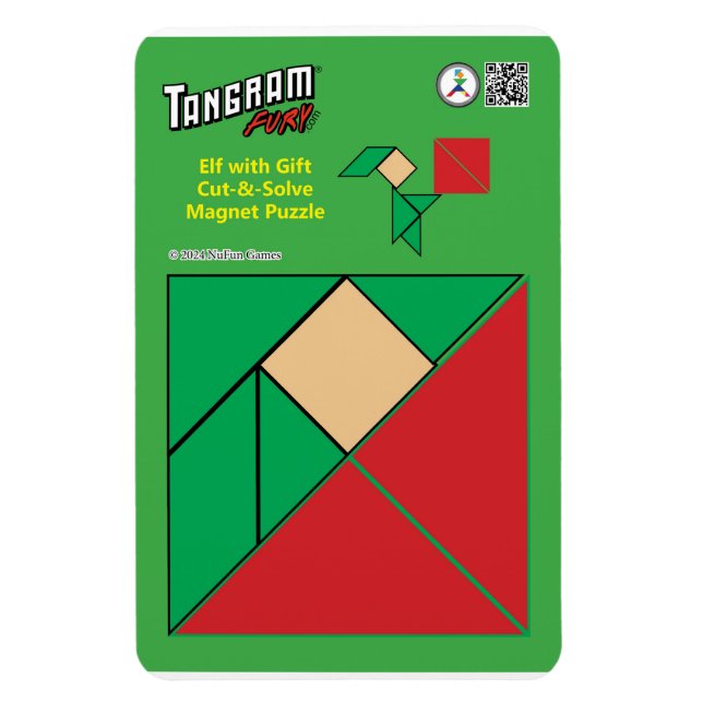 Tangram jul Elf Magnet - Elf med nuvarande läge (Vertikal)