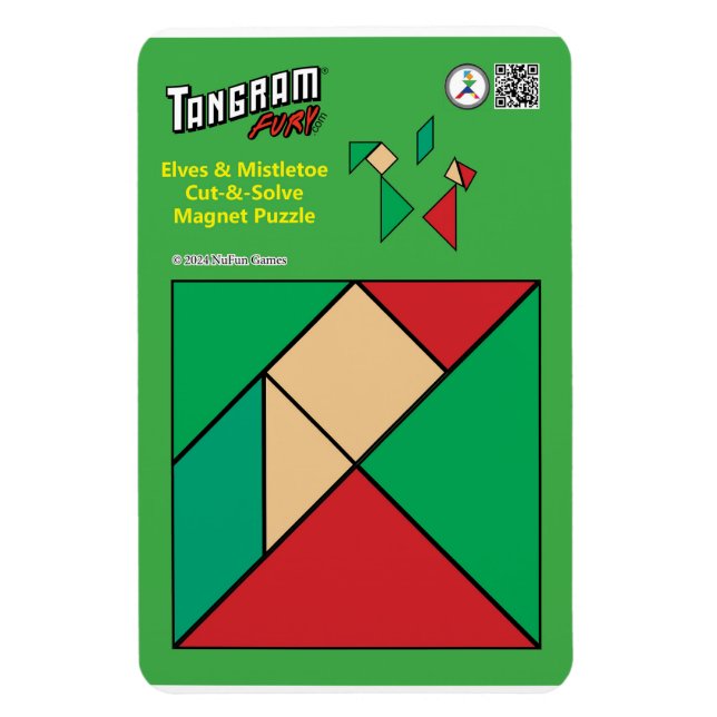 Tangram jul Elf Magnet - Under Mistletoe (Vertikal)
