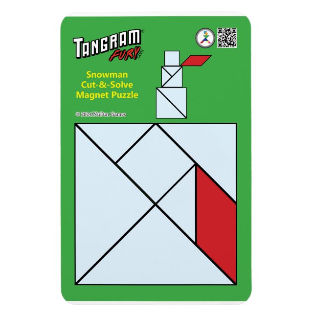 Tangram-julgranen - Snögubbe Magnet (Vertikal)