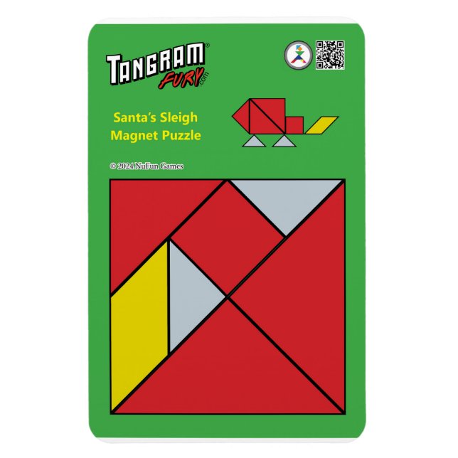 Tangram-julmagnet - Santa's Sleigh Magnet (Vertikal)