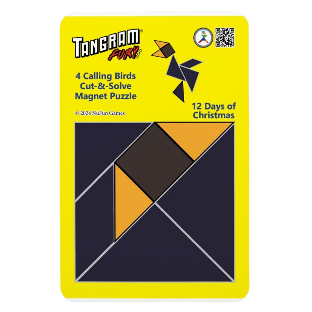 Tangram Magnet Puzzle - 4 uppringande fåglar (Vertikal)