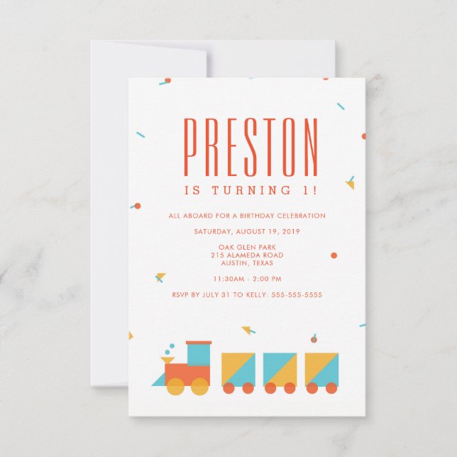 Tangram Tåg födelsedag Inbjudningar (Framsida)