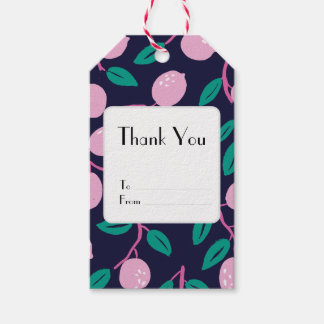 Tangy Tendrils Rosa Navy Presentetikett