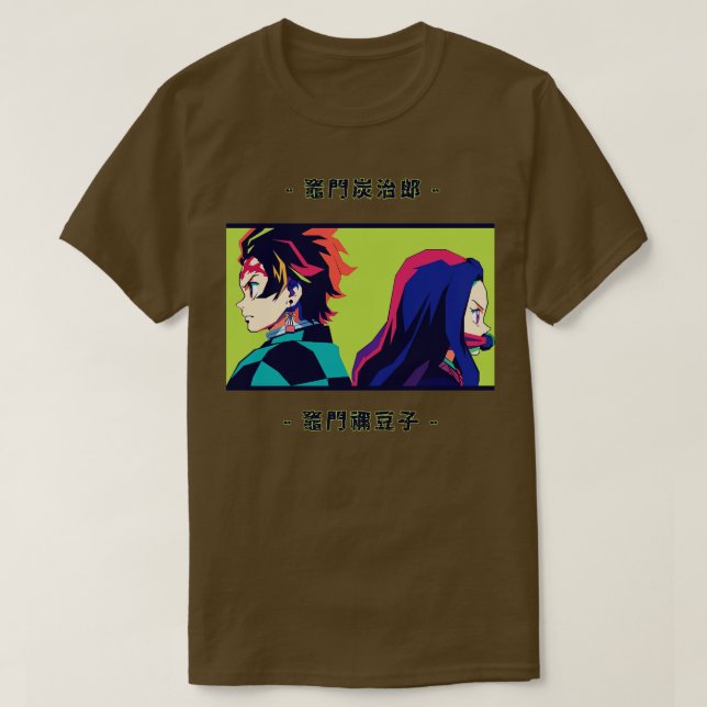 tanjiro kamado och nezuko kamado In Wpap Art T Shirt (Design framsida)