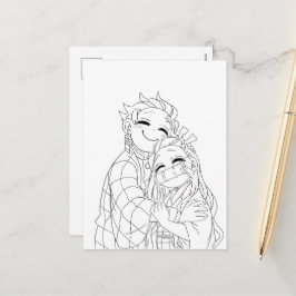 Tanjiro och Nezuko kramas Helg Vykort