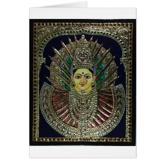 Tanjore Adi Parashakti målning Hälsningskort (Framsidan)
