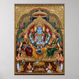 Tanjore Vishnu Andaktsaffisch | Traditionell Ind Poster