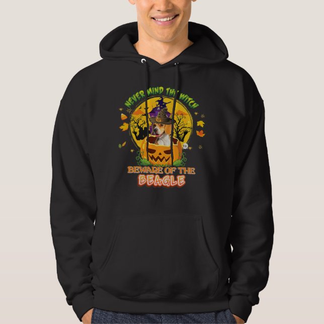 Tänk aldrig på Beagle Hund Halloween. Hoodie (Framsida)