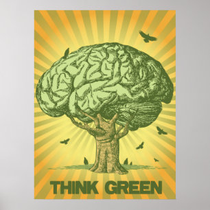 Tänk att Green Brain Träd Poster