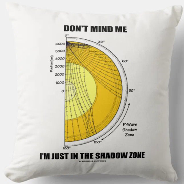 Tänk att jag bara är i skuggans Zon Kudde (Scientific advice throw pillow with seismological attitude for anyone who is in the shadow zone!)