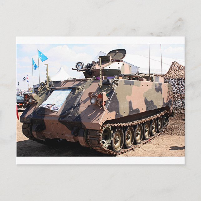 Tank: bepansrat militärfordon vykort (Framsida)