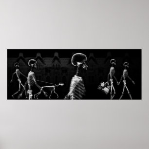 Tank BKRD X-Ray Skeletons Midnight Stroll B&W Poster