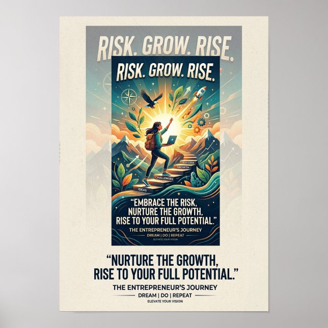 Tänk Bygg Uppnå Motivationsaffisch Poster (Framsidan)