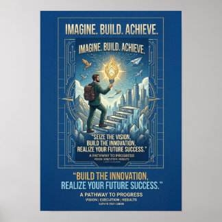Tänk Bygg Uppnå Motivationsaffisch Poster
