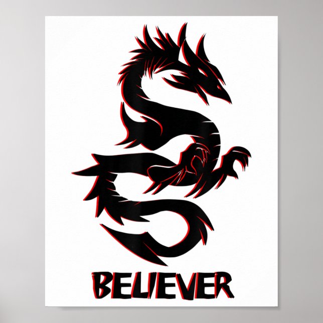 Tänk dig, Dream, tro _ Fantasy Rage Dragon Tatt Poster (Framsidan)