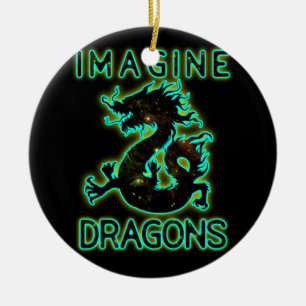 Tänk dig magiska och mytiska fantasydragoner Encha Julgransprydnad Keramik