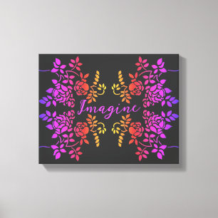 Tänk dig Ro Flowers Abstrakt Inspirational Ord Canvastryck