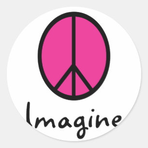 Tänk dig ROSA PEACE-symbol Runt Klistermärke