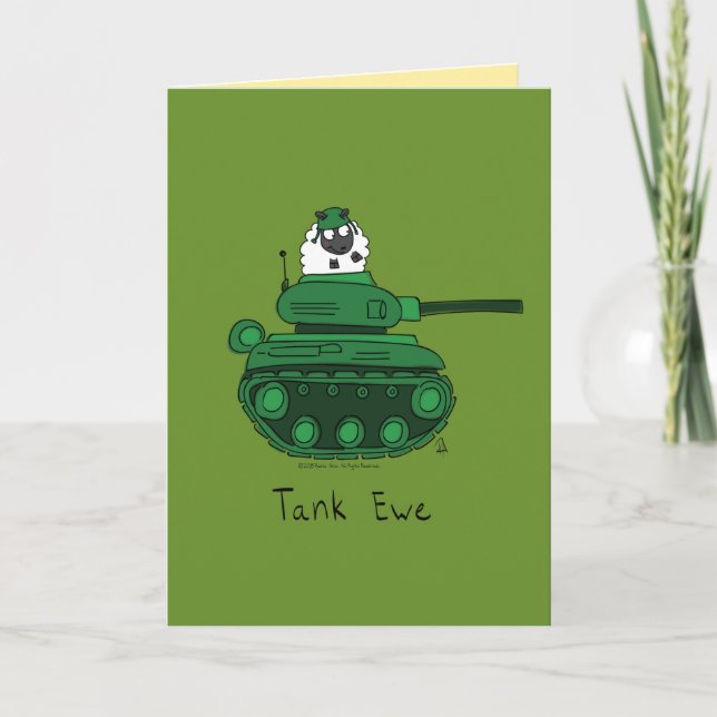 Tank Ewe - Tack Sheep Funny Greeting Card Kort (Framsida)