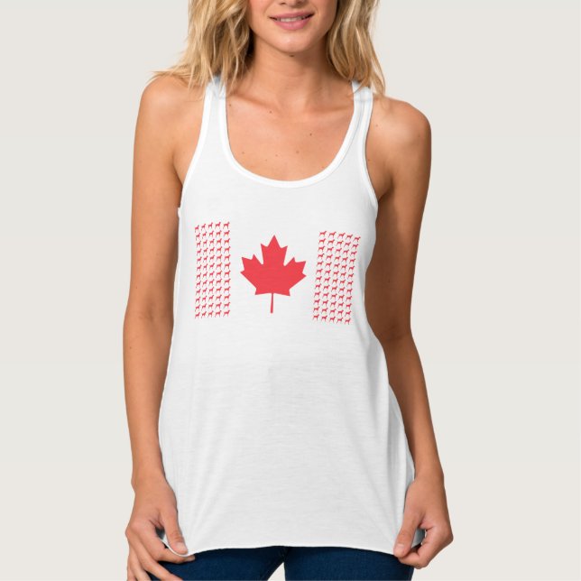 Tank för damernas Vizsla Canadian Flagga Linne Med Racerback (Framsida)